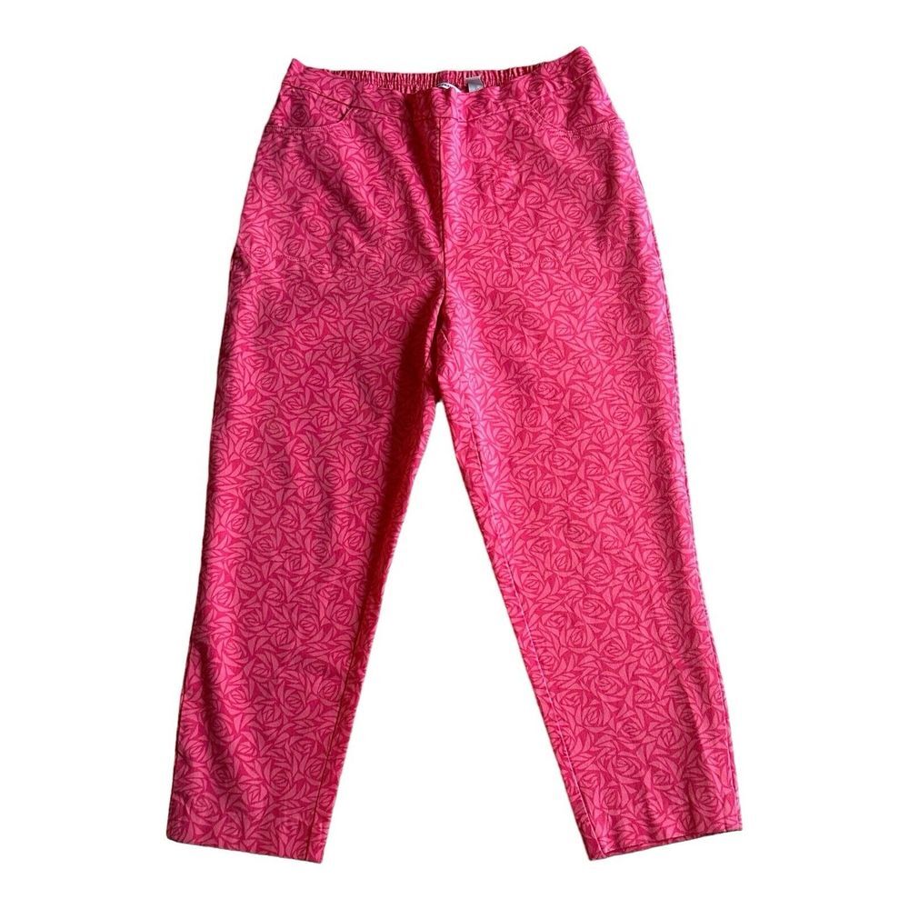 Isaac Mizrahi Live! 26" Waist Stretch Printed‎ Crop Pant Women's Pants Sz 6 Pink
